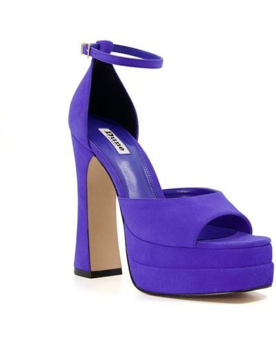 Dune Ladies Mega - Suede Flare-heeled Platform Sandals - Purple