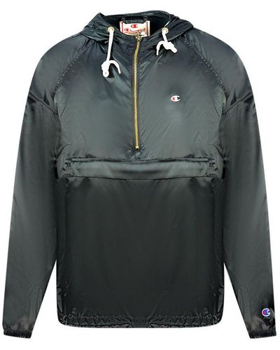 Champion Half Zip Flap Pocket Hooded Shell Jacket Polyamide - Grey