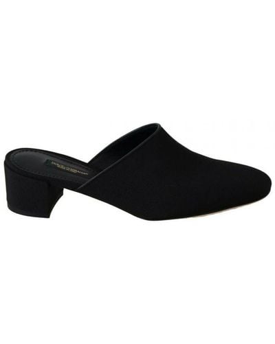Dolce & Gabbana Black Grosgrain Slides Sandals Shoes Viscose