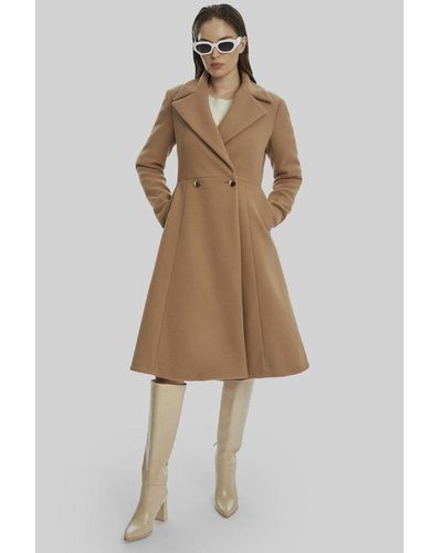 James Lakeland Double Breasted A Line Coat Camel - Natural