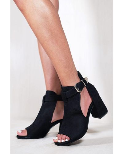 Where's That From Lisa Block Heel With Side Buckle And Open Toe Front - White