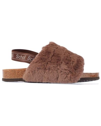 Scholl S Amabel Faux Fur Slippers - Brown