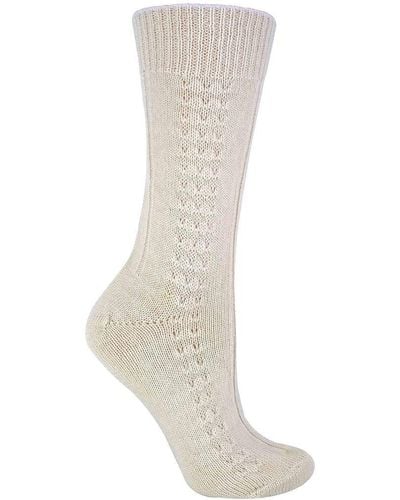 Sock Snob Dames Lichtgewicht Gebreide Sokken Van 100% Wol - Wit