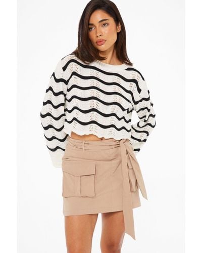 Quiz Cargo Mini Skirt Viscose - Natural
