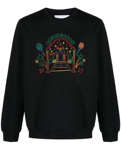 Casablancabrand Rainbow Crayon Temple Geborduurd Sweatshirt In Zwart