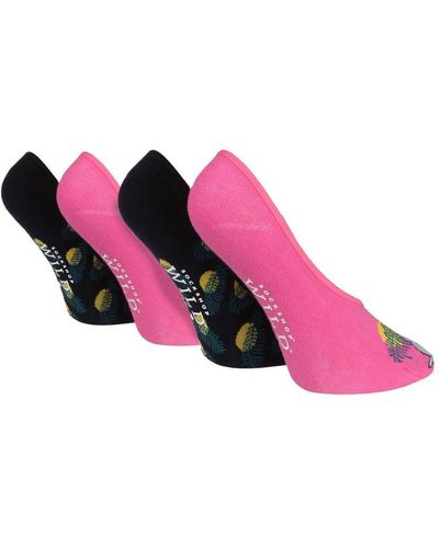 Wildfeet 4 Pack Ladies No Show Socks - Pink
