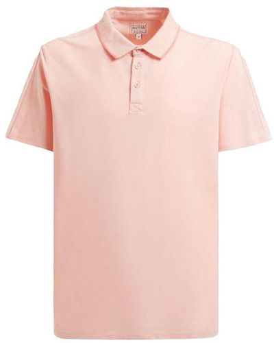 Guess Pique Tape Polo Shirt Short Sleeve - Pink