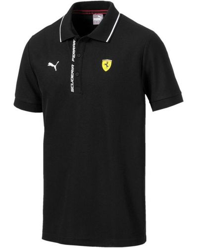 PUMA Sf Scuderia Ferrari Polo Shirt Short Sleeve Cotton Top 595432 02 - Black