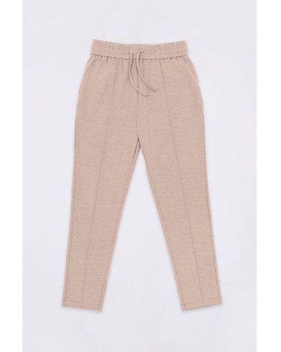 Jameson Carter Beige 'grove' Textured Trousers With Front Seam Rayon - White
