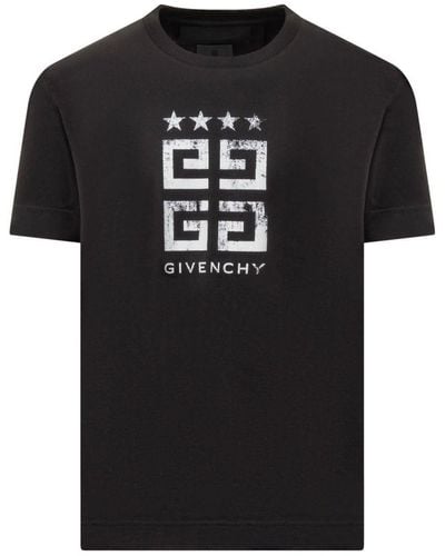 Givenchy 4g Stars Wit T-shirt Met Logoprint In Zwart