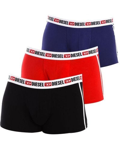 DIESEL Pack-3 Breathable Fabric Boxers With Anatomical Front 00sab2-0amal Men - Red