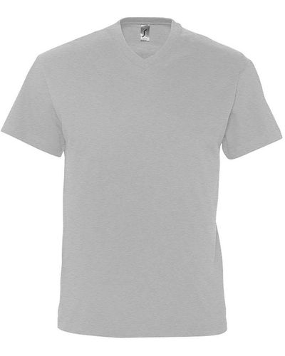 Sol's Victory V Neck Short Sleeve T-Shirt ( Marl) Cotton - Grey