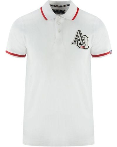 Aquascutum Aq 1851 Embroidered Tipped Polo Shirt - White