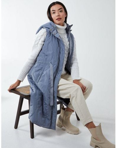Blue Vanilla Quilted Belted Gilet - Blue