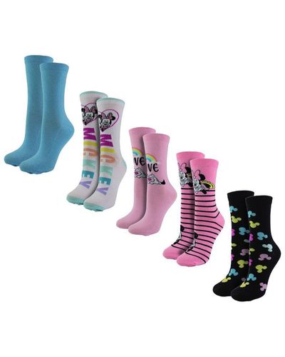 Disney 5 Pairs Minnie Mouse Socks For - Blue