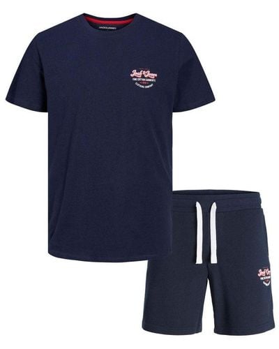 Jack & Jones T-Shirt And Shorts Short Sleeve Casual Set For - Blue