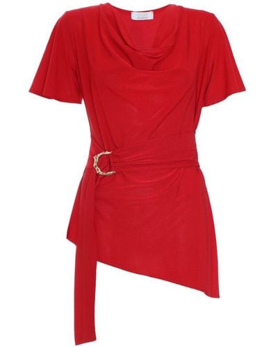 Quiz Buckle Asymmetric Top - Red