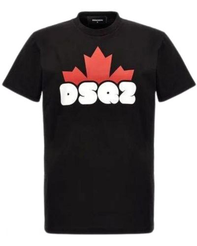 DSquared² Maple Leaf Branded Logo Cool Fit T-Shirt - Black
