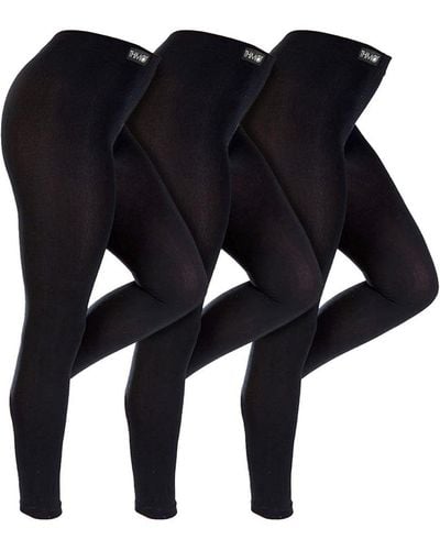 THMO 3 Pair Multipack Winter Leggings - Black