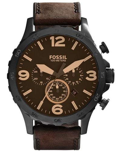 Fossil Nate Brown Watch Jr1487 Leather - Black
