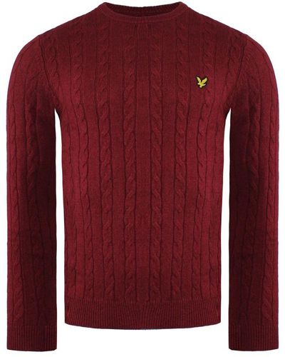 Lyle & Scott Cable Burgundy Jumper Wool - Red