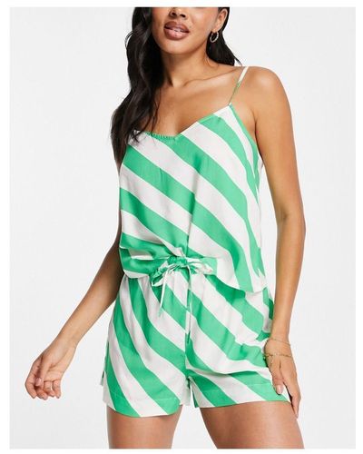 ASOS Mix & Match Modal Stripe Pyjama Short - Green