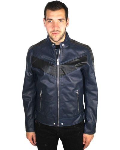 DIESEL L-Reed 81Ea Leather Jacket - Blue