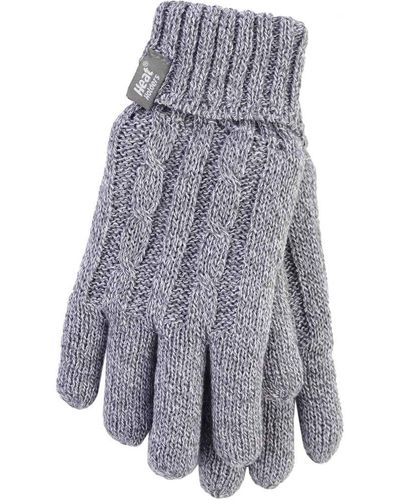 Heat Holders Cable Knit 2.3 Tog Gloves For Winter - Grey