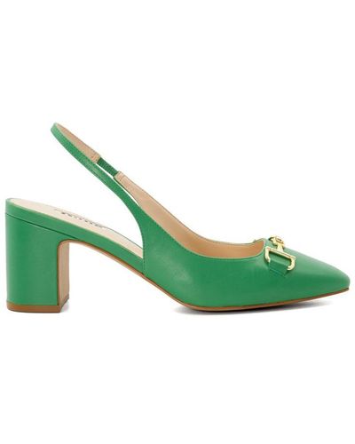Dune Ladies Detailed - Snaffle-trim Heeled Slingback Courts Leather - Green