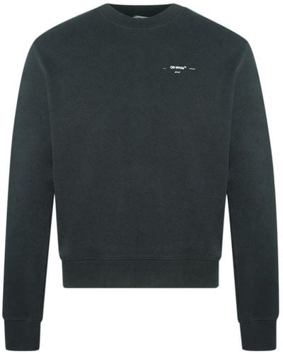 Off-White c/o Virgil Abloh Gebroken Wit, Gebroken Wit, Zwart Oversized Sweatshirt Met Logo - Blauw