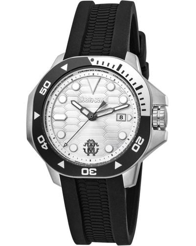 Roberto Cavalli Rc5G044P0055 Quartz Stainless Steel Silicone 10 Atm 42 Mm Watch - Black