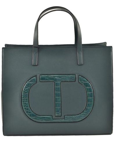 Twin Set Plain Handbag With Shoulder Strap - Green