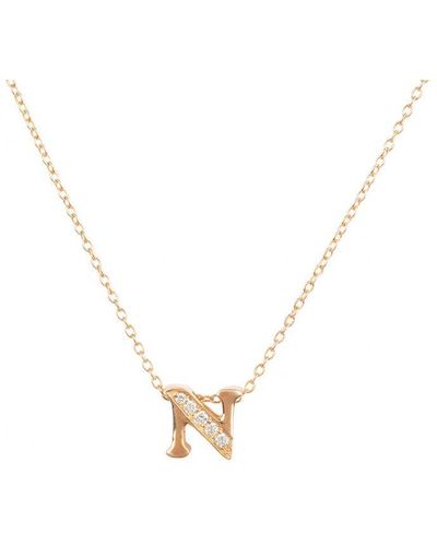 LÁTELITA London Diamond Initial Letter Pendant Necklace Rose N Sterling - Metallic
