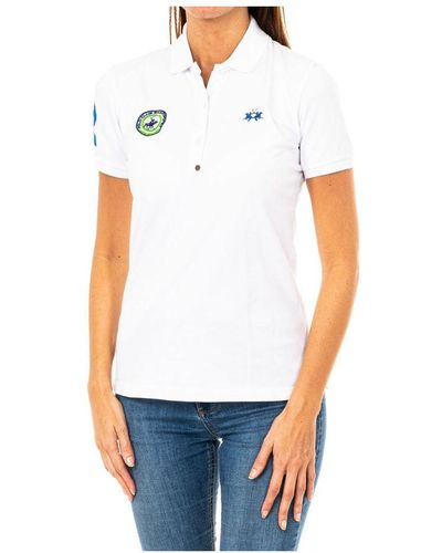 La Martina Womenss Short-Sleeved Polo Shirt With Lapel Collar 2Wph67 - White