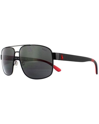 Polo Ralph Lauren Aviator Matte Sunglasses Metal - Black