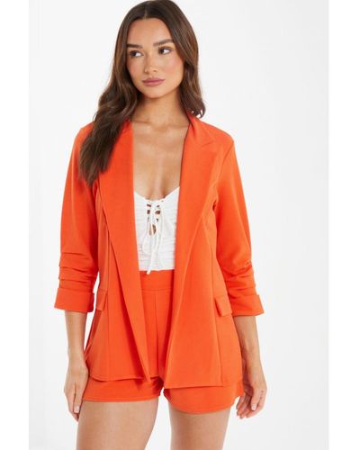 Quiz Orange Ruched Sleeve Blazer