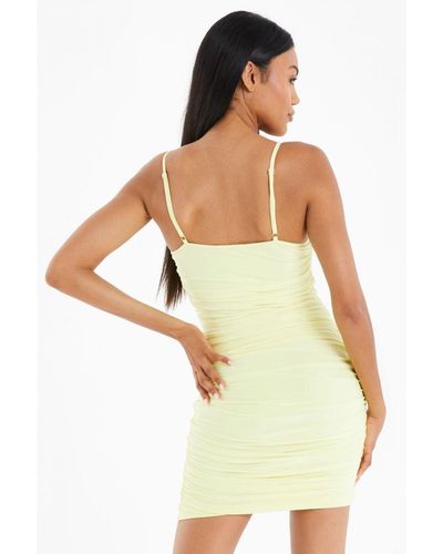 Quiz Yellow Ruched Mini Dress