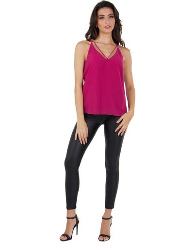 Gini London Plain Strappy Cami Top - Pink