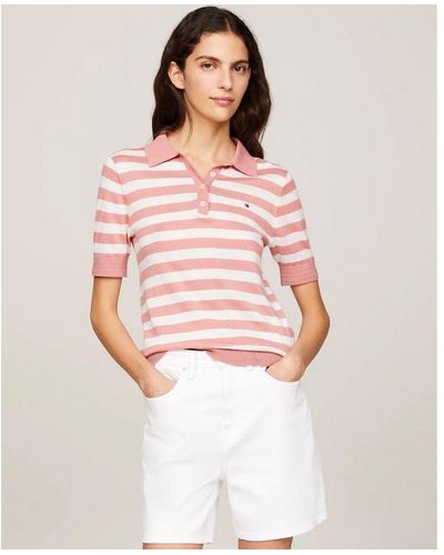 Tommy Hilfiger Lyocell Short Sleeve Polo Sweatshirt - Pink