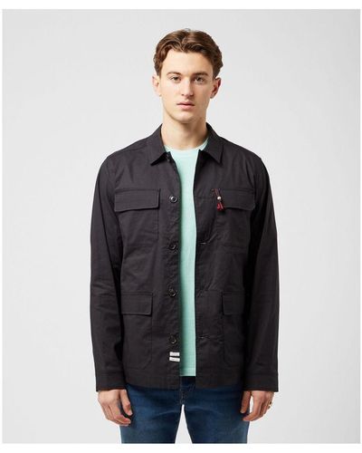 Scotch & Soda Men's Poplin Overshirt In Black - Blauw