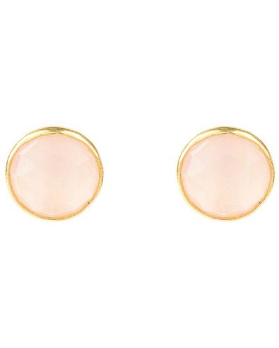 LÁTELITA London Medium Circle Gemstone Earrings Rose Quartz - Natural