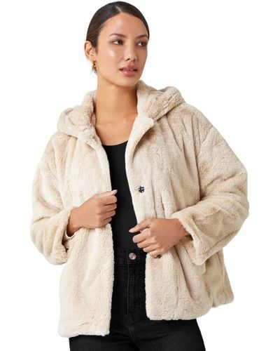 Roman Faux Fur Hooded Jacket - Natural