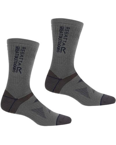 Regatta Adult Wool Hiking Boot Socks (Pack Of 2) (Briar/) - Black