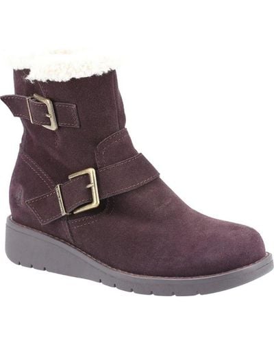 Hush Puppies Ladies Lexie Suede Ankle Boots () - Purple