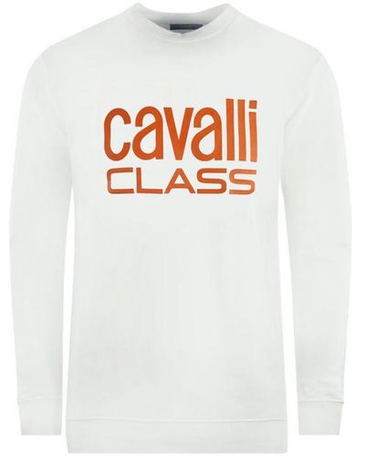 Class Roberto Cavalli Bold Brand Logo Sweatshirt - White