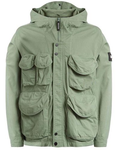 Weekend Offender Long Sleeve Zip Up Green Cotoca Jacket Jkss2207 Fern Cotton