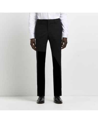River Island Suit Trousers Black Slim Fit Tuxedo