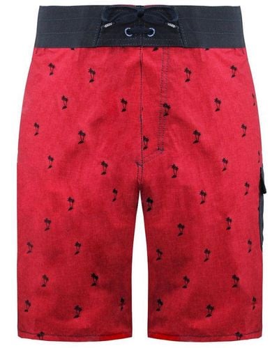 Vans Off The Wall Adjustable Waist/ Palm Print Shorts Vn 0Wcpcpe - Red