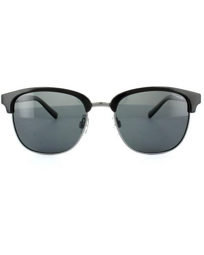 Polaroid Round Dark Ruthenium Polarized Sunglasses Metal - Grey