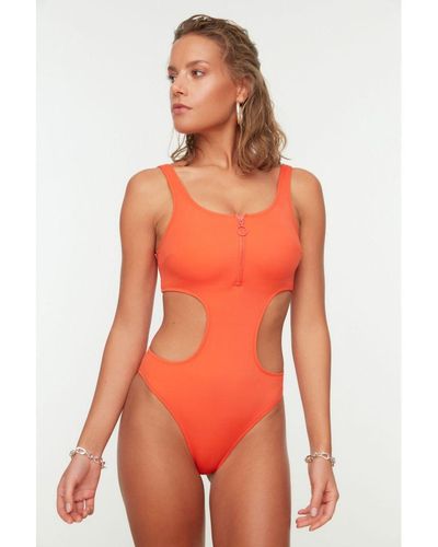 Trendyol Vrouw/meisje Kort Zwempak - Oranje